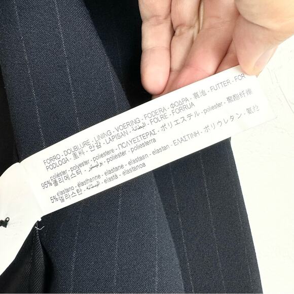 ZARA Man Navy Pinstripe Double Button Blazer Size 36 Office Preppy Formal Career - Picture 13 of 14